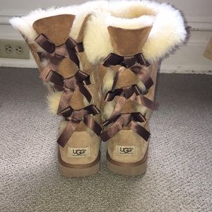 Tall Chestnut Brown Bailey Bow UGGs